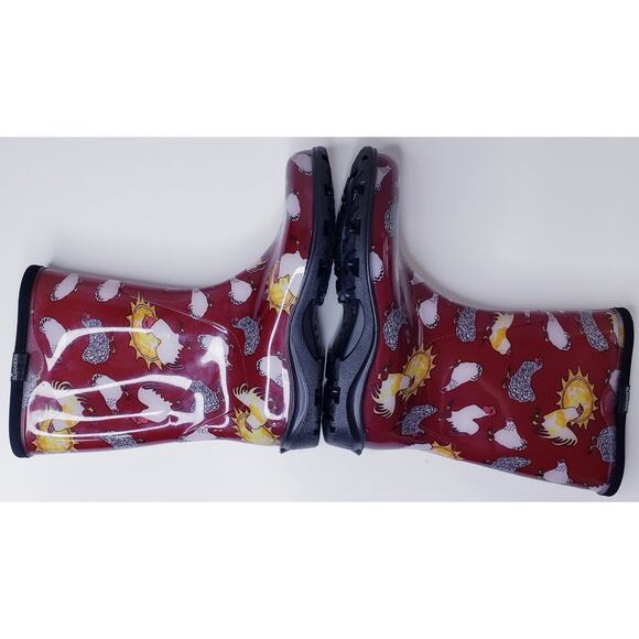 SLOGGERS Fashion Rain Garden Mid-Calf Boots Chicken Print Waterproof Women's 9 - Picture 11 of 15